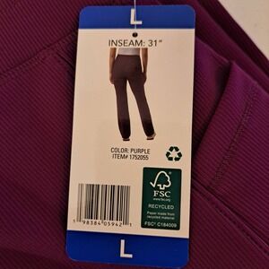 32 Degrees Active Flare Pant Womens L Purple NWT Ribbed Pockets 807-191